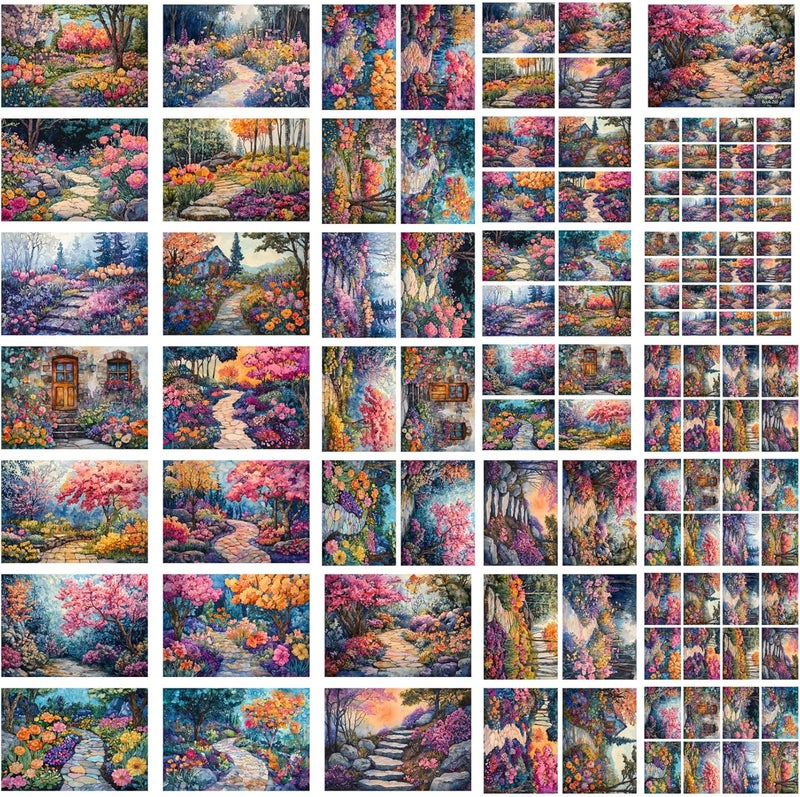 Flonz Decoupage Paper Pack (35 Sheets 6"x8") Garden Pathways: Winding Stone Paths Surrounded by Lush Flowers, Blooming Trees and Peaceful Cottages in Vibrant, Serene Countryside Landscapes Vintage - Image 4