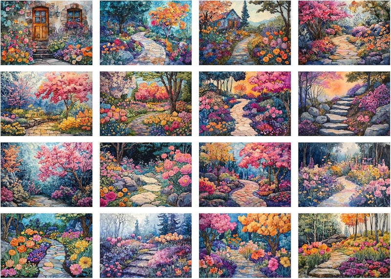 Flonz Decoupage Paper Pack (35 Sheets 6"x8") Garden Pathways: Winding Stone Paths Surrounded by Lush Flowers, Blooming Trees and Peaceful Cottages in Vibrant, Serene Countryside Landscapes Vintage - Image 2