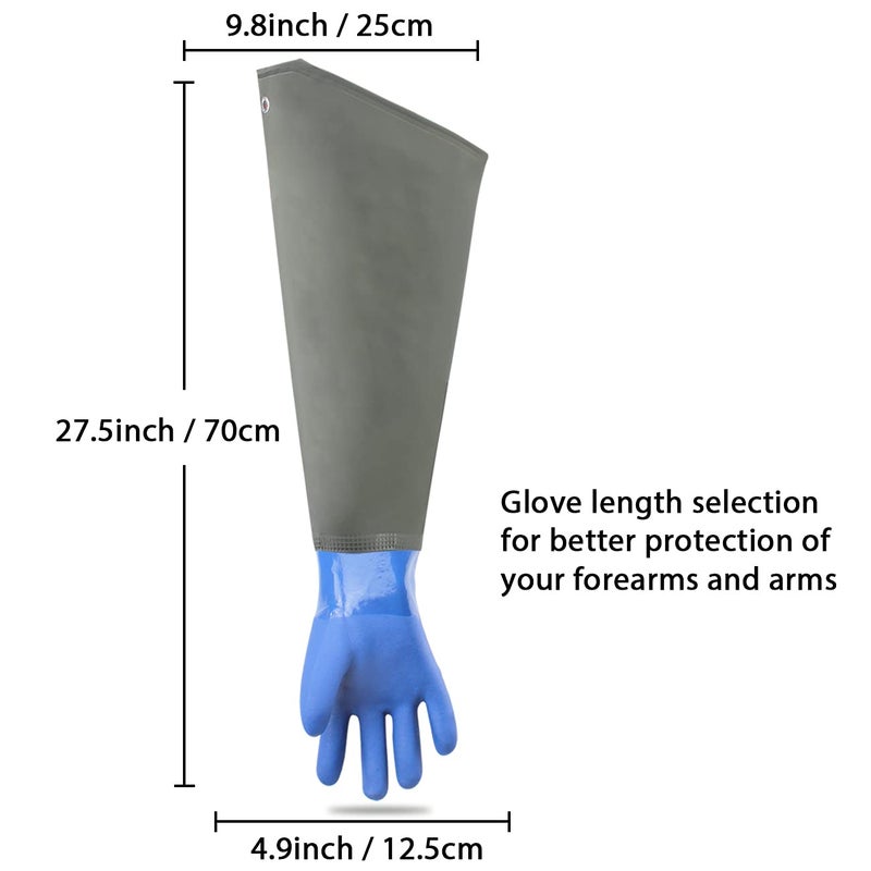 Haiou Waterproof Pond Cleaning Gloves-Extra Long Sleeve Rubber Gloves Heavy Duty-Full Arm Gloves-Drain Cleaning Gloves, Only One Size, Blue - Image 2