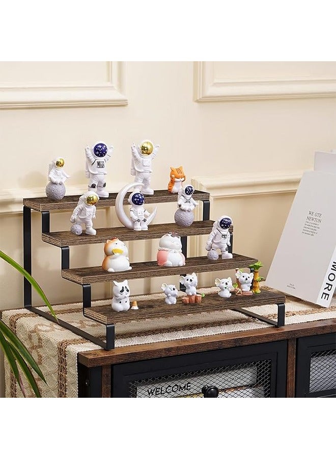 فن كوخ 4 طبقات خشبية عرض الناهض حامل العطور المنظم تقف ، حامل حامل كب كيك متدرج ، منظم رف التوابل ، رف كونترتوب الحمام ، حامل عطر حامل رف العرض ، حامل الشكل - Image 2