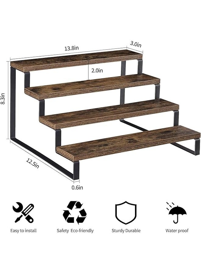 فن كوخ 4 طبقات خشبية عرض الناهض حامل العطور المنظم تقف ، حامل حامل كب كيك متدرج ، منظم رف التوابل ، رف كونترتوب الحمام ، حامل عطر حامل رف العرض ، حامل الشكل - Image 5