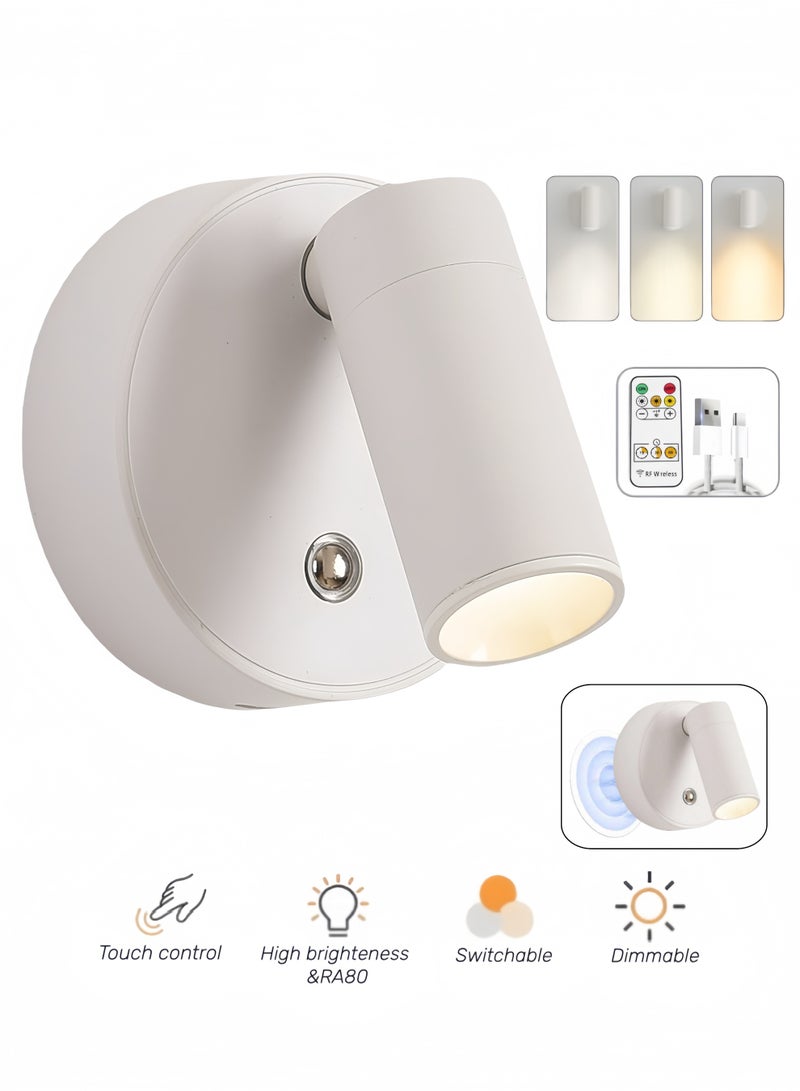 مصابيح جدارية تعمل بالبطارية، مصابيح جدارية لاسلكية قابلة للتعتيم تعمل باللمس بتقنية LED، مصباح جداري قابل لإعادة الشحن يدور 360 درجة، مصباح قراءة مغناطيسي محمول لغرفة النوم وغرفة المعيشة - Image 1