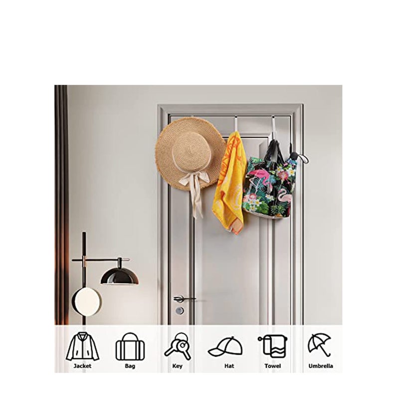 SOLARAE 6 Pack Bathroom Hook, Towel Over Door Hooks Hanger for Coat Stand, Towel, Clothes Bedroom, Hangers Helps Tidy Rooms and Saves - Image 3