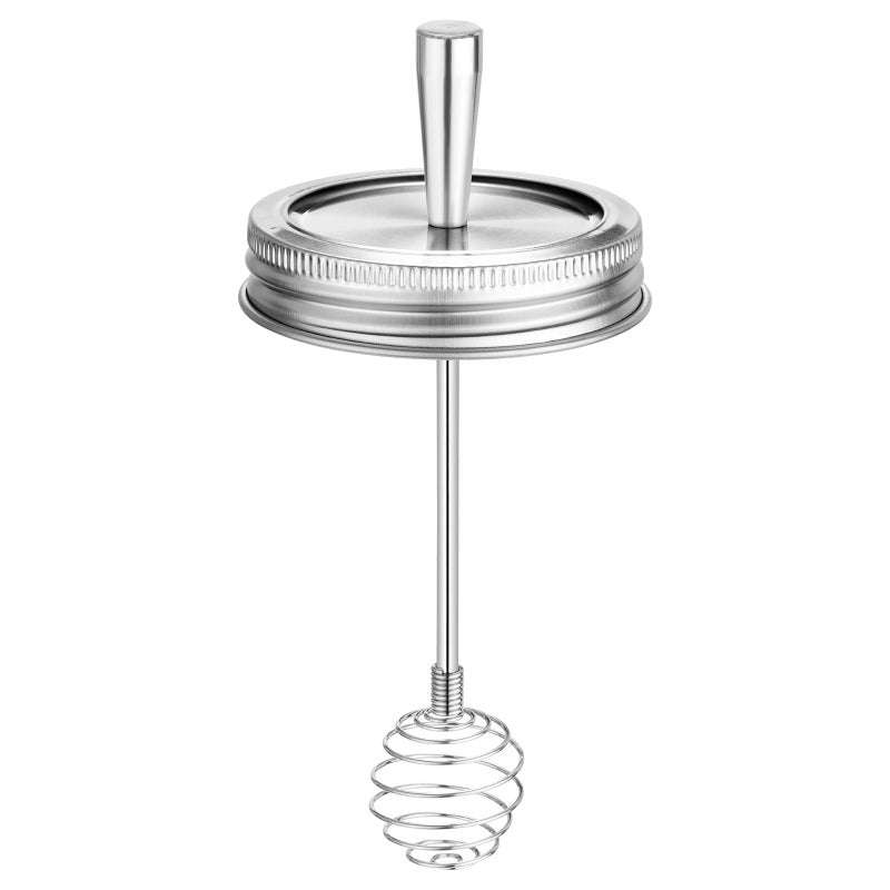 Mason Jar Lid with Honey Dispenser Dipper 1 PCS Regular Mouth Canning Lid and Ring for Ball or Kerr Jars Stainless Steel Honey Stirrers Lid with Honeycomb Cover for Honey Pot Container