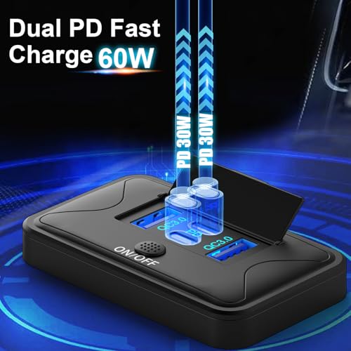 Hapytrip 2 Pack 78W 4 Port 12V USB Outlet Wall Mount, Dual 36W PD & Dual 18W QC3.0 Lightweight Surface Mount Charger Socket Panel with Button Switch for Bus RV Truck Marine Golf Cart - Image 3