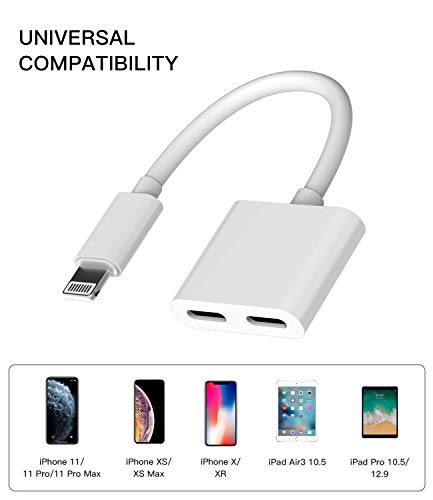 WASRUYI for iPhone Headphone Adapter Dual Lightning Jack Splitter (2pack)2 in 1 for Apple for iPad 14 pro Max Audio Cable Earphone Charger Adaptor Aux Charging Converter Dongle Car Port Charge Plug Connector - Image 4