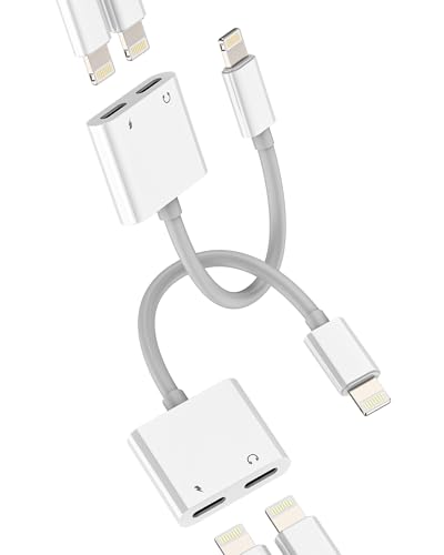 WASRUYI for iPhone Headphone Adapter Dual Lightning Jack Splitter (2pack)2 in 1 for Apple for iPad 14 pro Max Audio Cable Earphone Charger Adaptor Aux Charging Converter Dongle Car Port Charge Plug Connector - Image 1
