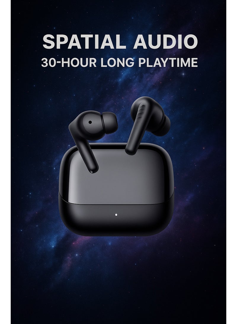 سماعة أذن لاسلكية OTW-323P بتقنية ANC وصوت محيطي 360° وتشغيل حتى 30 ساعة بتصميم معدني أنيق – لون اسود - Image 3