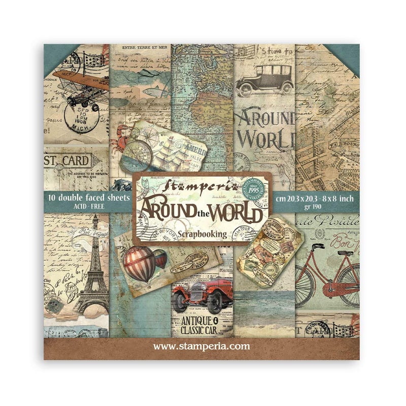 STAMPERIA INTERNATIONAL KFT PAPER PAD 8X8 10PK AROUND THE 203 x 203 8 x 8 Multicoloured