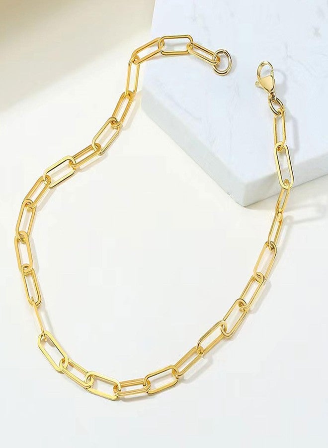 KunBead Jewelry Gold Womens Paperclip Lobster Clasp Link Chain Stainless Steel Necklace for Wifefriend - Image 3