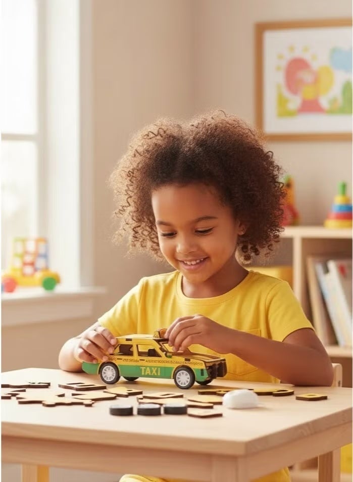 Saudi Select Engaging 3D Wooden Puzzle Taxi Toy - Hands-On STEM Learning & Fun Assembly Model Kit - Image 2