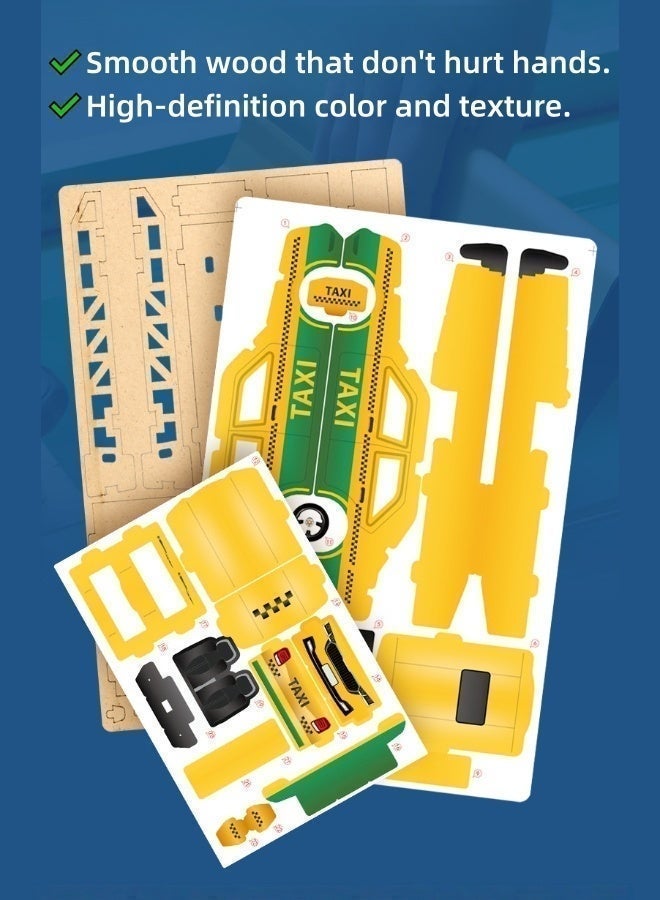 Saudi Select Engaging 3D Wooden Puzzle Taxi Toy - Hands-On STEM Learning & Fun Assembly Model Kit - Image 3