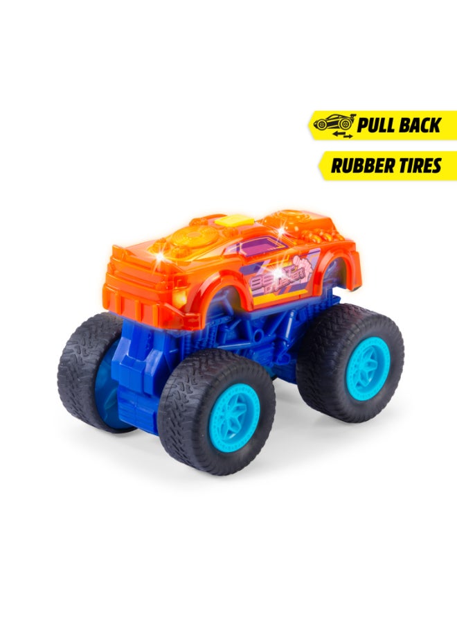 Dickie Item 203762007-Dickie Toys - Beat Crusher Monster Truck with Light Change and Music (17 cm) - Wind-up Car from 3 Years with Retraction and Rubber Tyres, Toy Car for Children, Includes Batteries - Image 3