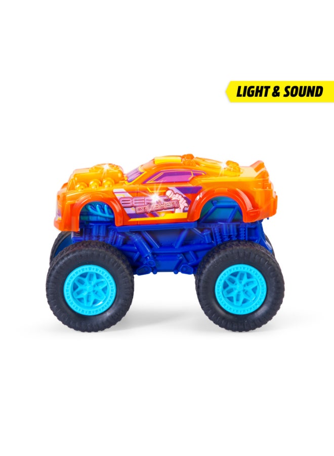 Dickie Item 203762007-Dickie Toys - Beat Crusher Monster Truck with Light Change and Music (17 cm) - Wind-up Car from 3 Years with Retraction and Rubber Tyres, Toy Car for Children, Includes Batteries - Image 2