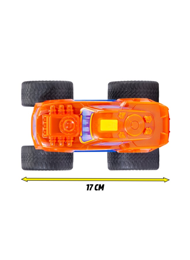 Dickie Item 203762007-Dickie Toys - Beat Crusher Monster Truck with Light Change and Music (17 cm) - Wind-up Car from 3 Years with Retraction and Rubber Tyres, Toy Car for Children, Includes Batteries - Image 4