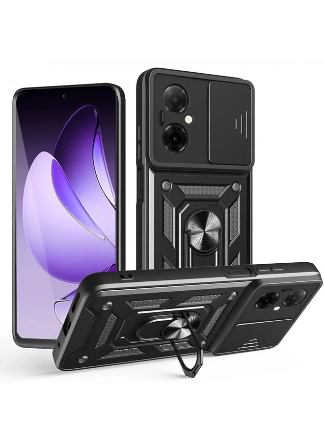 SanHu for HUAWEI Nova Y73 4G Case Cover, Slide Camera Lens Cover, Magnetic Ring Holder Kickstand Protective Phone Case for HUAWEI Nova Y73 4G, Black