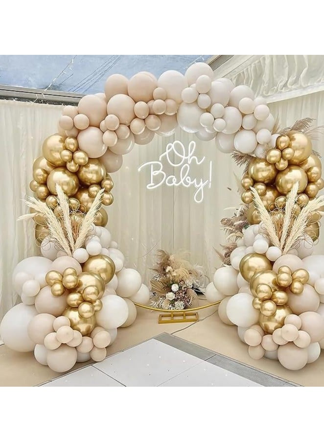White Gold 114 Pcs Balloon Arch Kit - Unique Baby Shower, Birthday, Wedding Decoration, Biodegradable, Unisex - Image 1