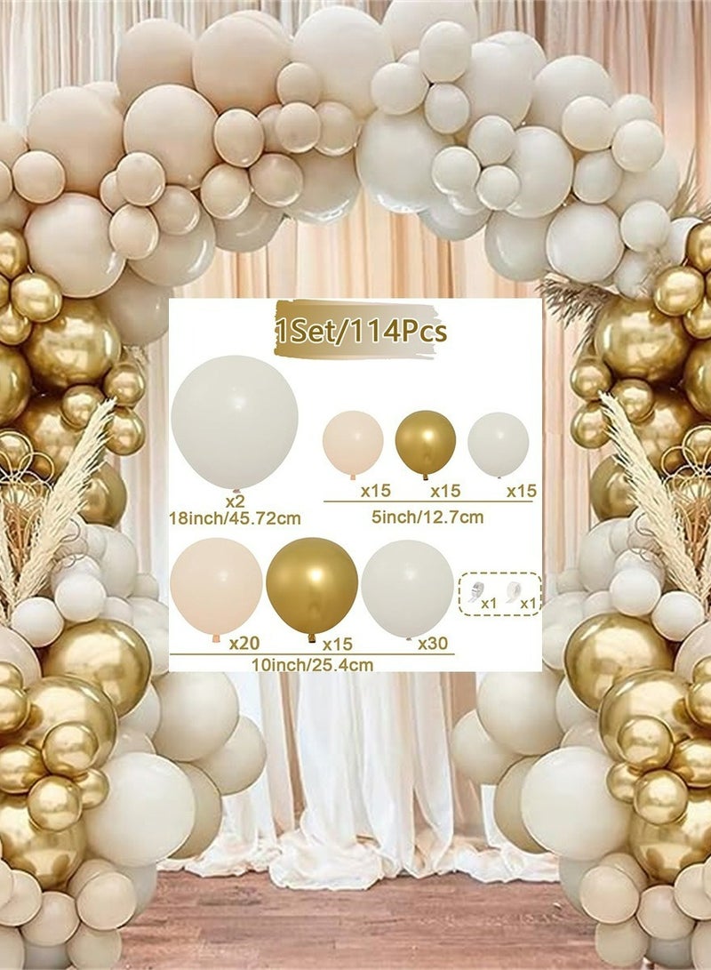 White Gold 114 Pcs Balloon Arch Kit - Unique Baby Shower, Birthday, Wedding Decoration, Biodegradable, Unisex - Image 3