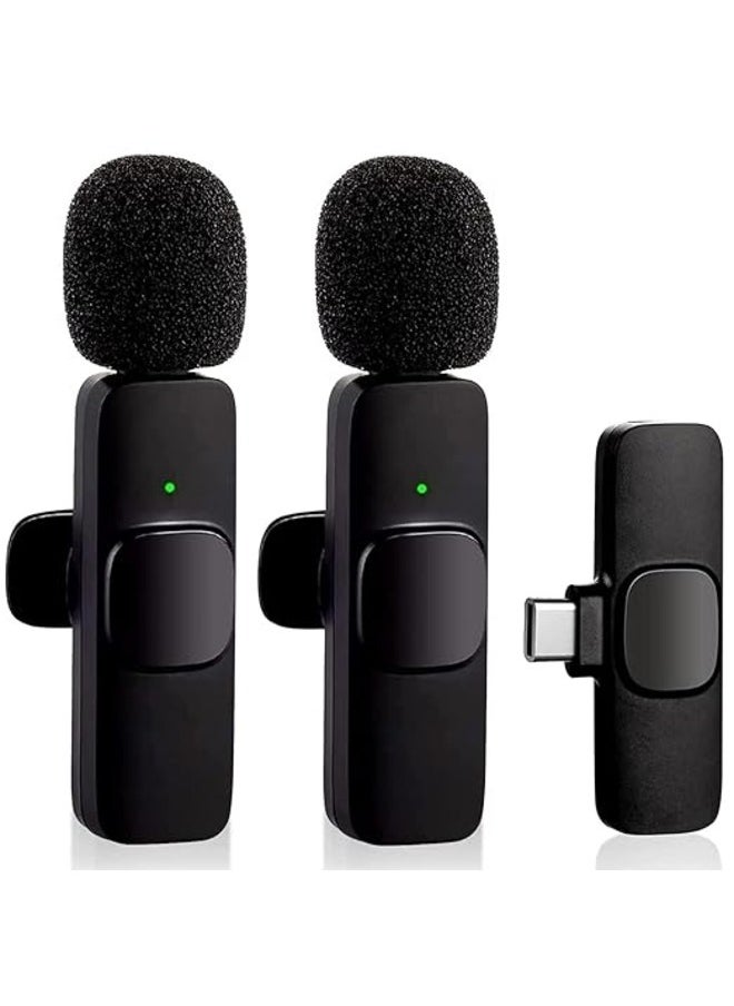 Generic 3 in 1 Wireless Lavalier Microphones for iPhone, iPad, Android, Camera, USB-C Microphone, 7-Hour Battery, Mini Microphone with Noise Reduction, Black  - Image 1