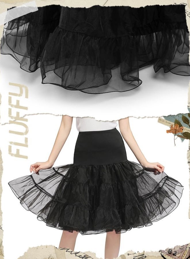 DRESSTELLS 50s Petticoat Skirts Women Vintage Tulle Underskirt Retro Tutu Crinoline, B-black, S - Image 2