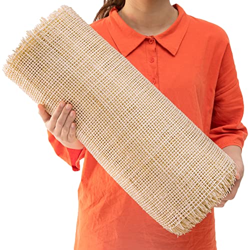 24 Width Square Rattan Cane Webbing Roll 12 Feet for Caning Projects Fine Radio Net Mesh Pre Woven Open Mesh Cane Webbing Sheet Natural Rattan Cane Webbing Roll Cabinet Chair 12 Feet