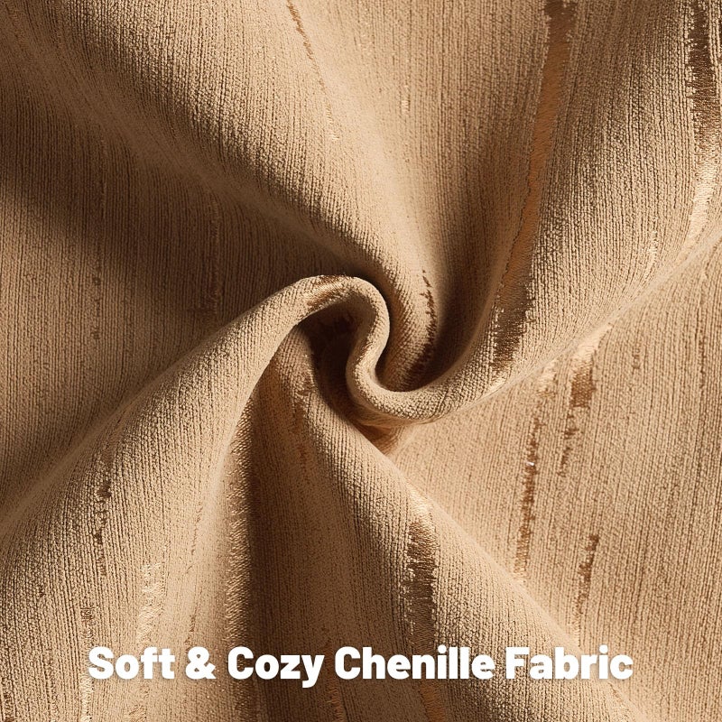 FUTEI Bronze Chenille Decorative Throw Pillow Covers 18x18 Inch Set of 2,Soft Embossed Striped Textured Cushion Case,Modern Home Decor for Couch Bed Living Room - Image 2