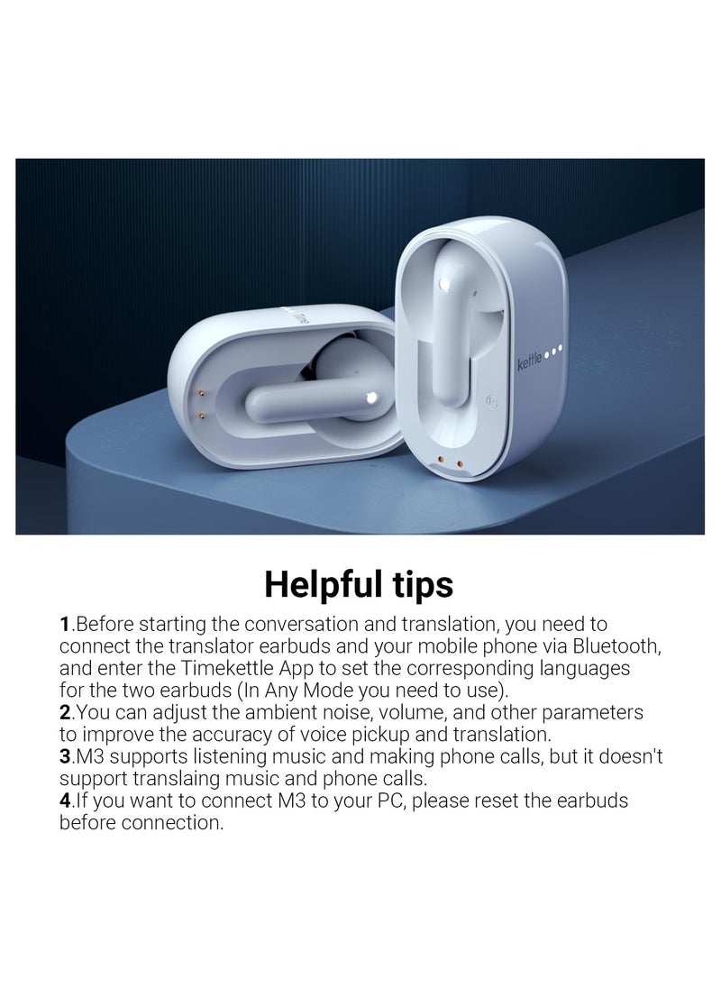 Timekettle M3 Language Translator Earbuds, Two-Way Translator Device with APP for 40 Languages and 13 Offline Translation Packs, Fast Reaction with Revolutionary Al Semantic Tech (Offline Version)