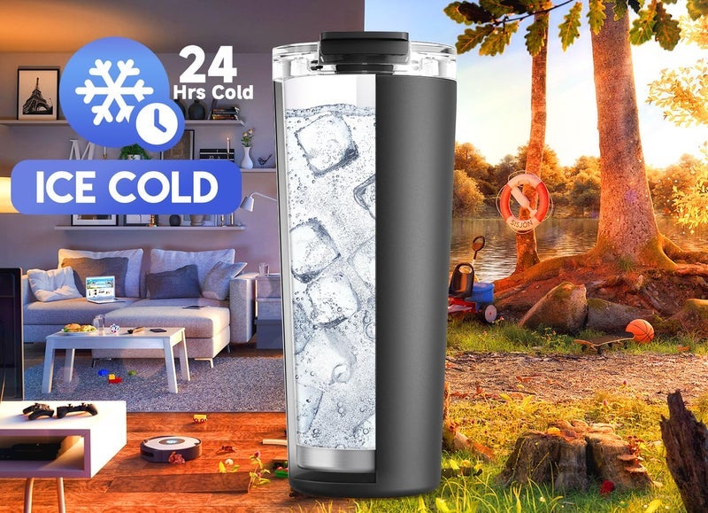 Meoky 24 oz Travel Coffee Mug with Leak-proof Lid, Stainless Steel Insulated Coffee Tumbler, Keeps Hot for 8 Hours or Cold for 24 Hours, Fits in Car Cup Holder (Night) - Image 2