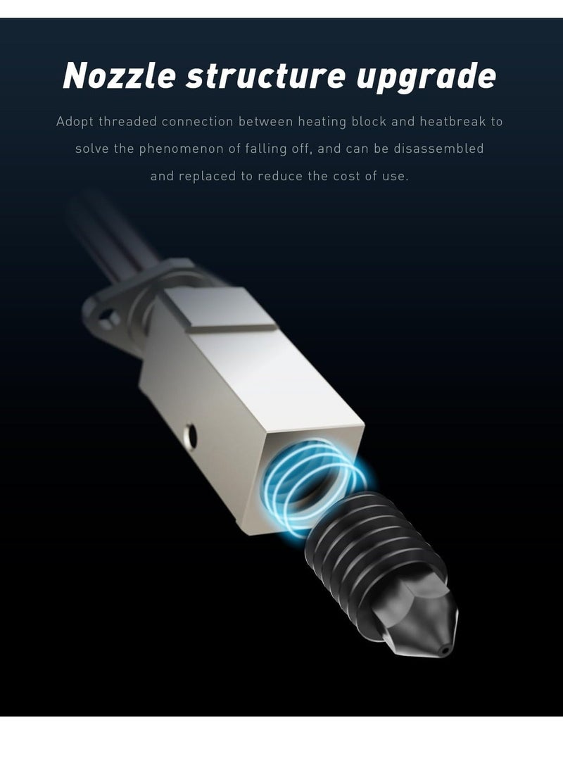Captaintech Hotend Hardened Steel Nozzle, Up to 500°C, Plated Copper Heater Block with CHT Brass Nozzle 0.4mm Compatible with Bambulab X1 / X1 Carbon Combo P1P 3D Printer - Image 5