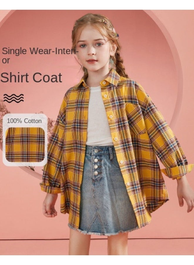 abckids Clearance Sale】girls' Shirt, Autumn Checkered Drop Shoulder Jacket, Soft And Comfortable Top For Teens - Image 1