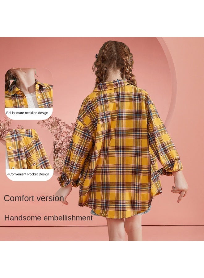 abckids Clearance Sale】girls' Shirt, Autumn Checkered Drop Shoulder Jacket, Soft And Comfortable Top For Teens - Image 4