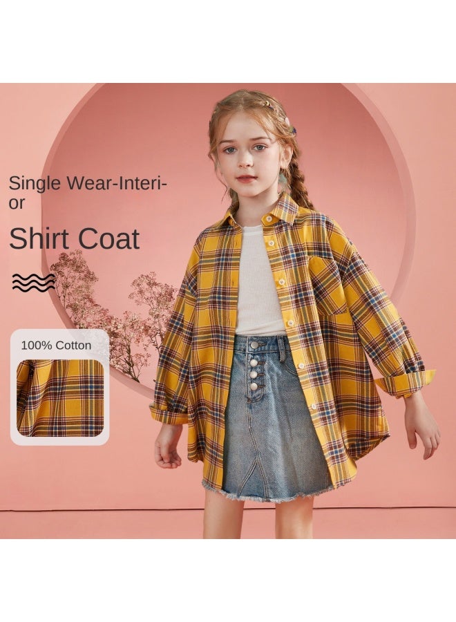 abckids Clearance Sale】girls' Shirt, Autumn Checkered Drop Shoulder Jacket, Soft And Comfortable Top For Teens - Image 2