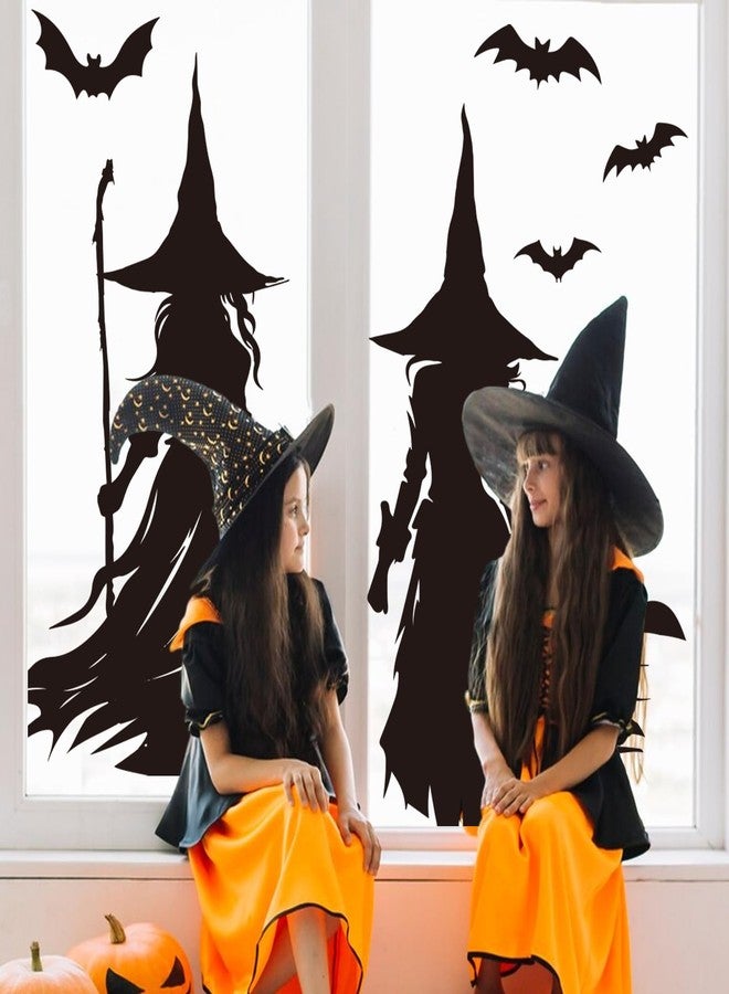 وولاين ملصقات نوافذ كبيرة جدًا من والين للهالوين، بتصميم ظلي لساحرة سوداء، بنمط أكاديمي داكن قوطي، قابلة لإعادة الاستخدام على الوجهين، مثالية لتزيين المنزل والمكتب والمدرسة والحفلات في العطلات المخيفة، 3 أوراق - Image 4
