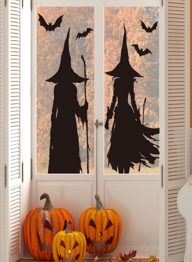 وولاين ملصقات نوافذ كبيرة جدًا من والين للهالوين، بتصميم ظلي لساحرة سوداء، بنمط أكاديمي داكن قوطي، قابلة لإعادة الاستخدام على الوجهين، مثالية لتزيين المنزل والمكتب والمدرسة والحفلات في العطلات المخيفة، 3 أوراق - Image 3