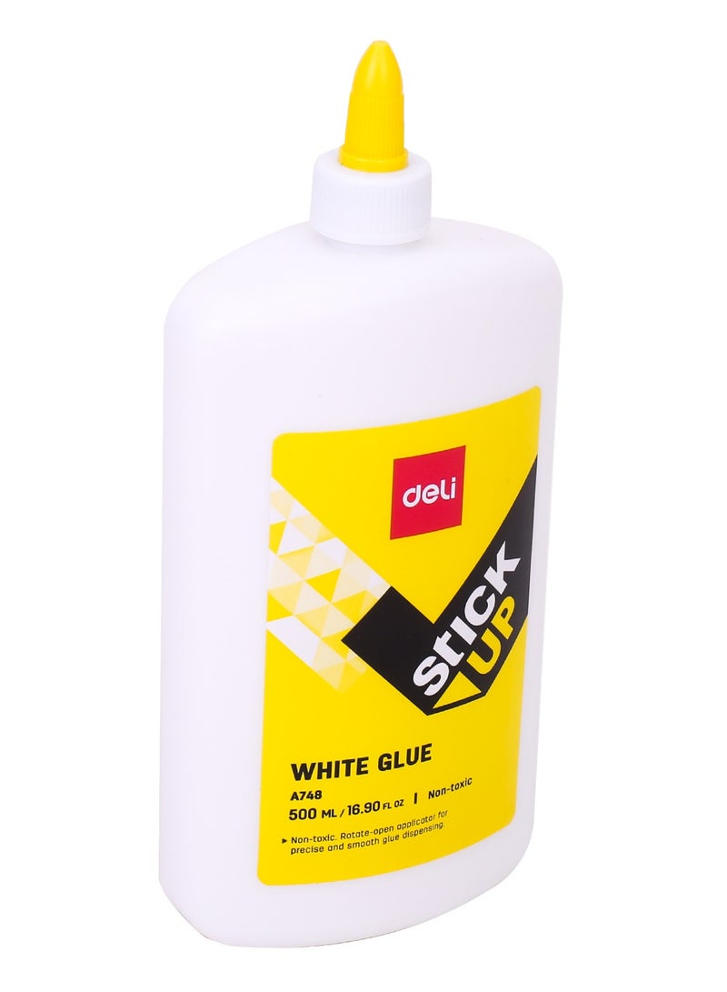 Deli EA74813 Stick Up PVAL Washable White Glue 500ml, Non-Toxic, Solvent-Free with Twist-Lock Applicator, - Image 2
