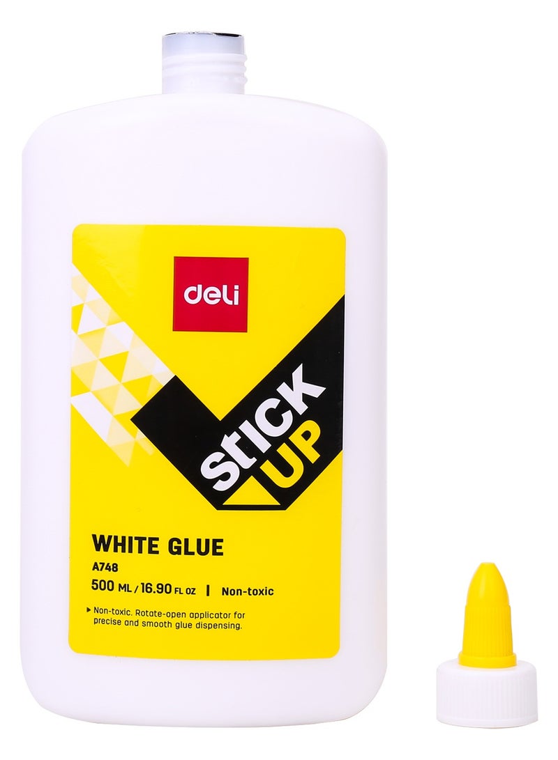 Deli EA74813 Stick Up PVAL Washable White Glue 500ml, Non-Toxic, Solvent-Free with Twist-Lock Applicator, - Image 3