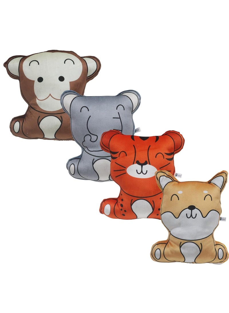 Kradyl Kroft Kradyl Kroft Set of 4 Stuffed Toy Pillows for Infants Vibrant Colors Soft Fabric Animals Gamma 