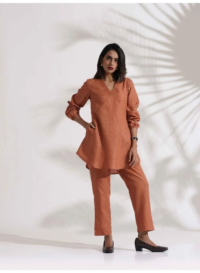 trueBrowns Rust Slub Co-ord Set