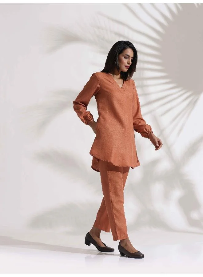 trueBrowns Rust Slub Co-ord Set