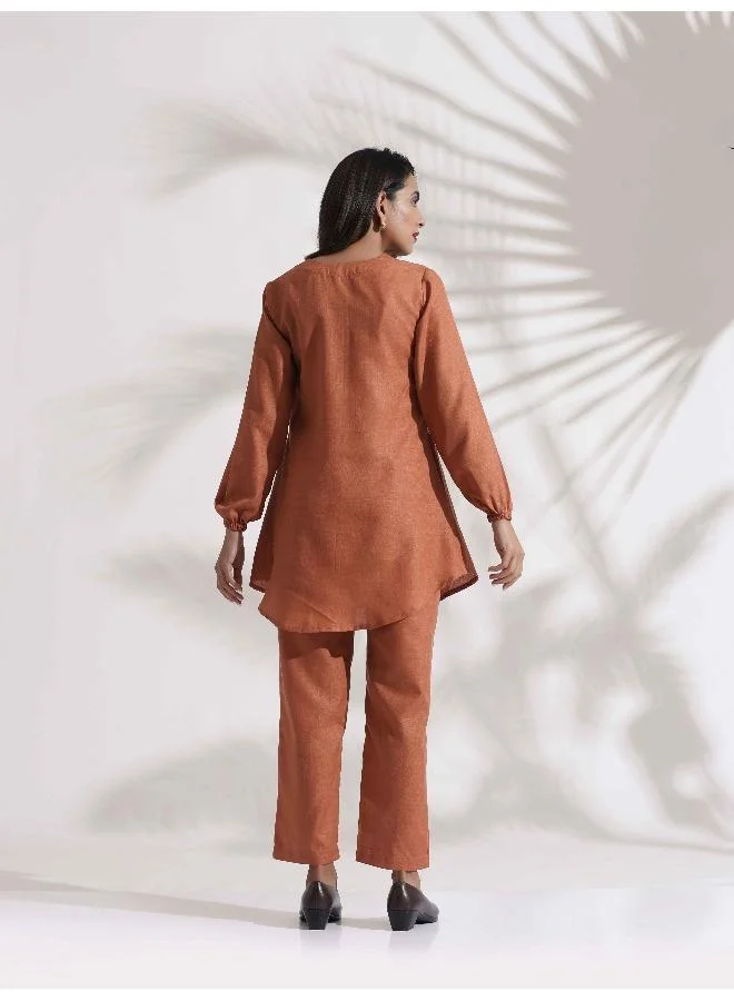 trueBrowns Rust Slub Co-ord Set