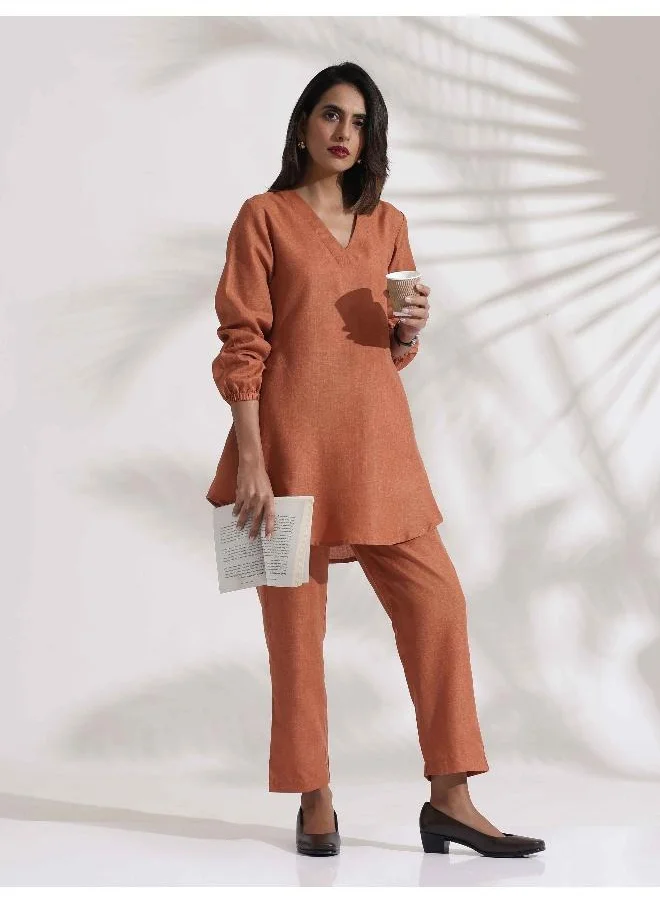 trueBrowns Rust Slub Co-ord Set