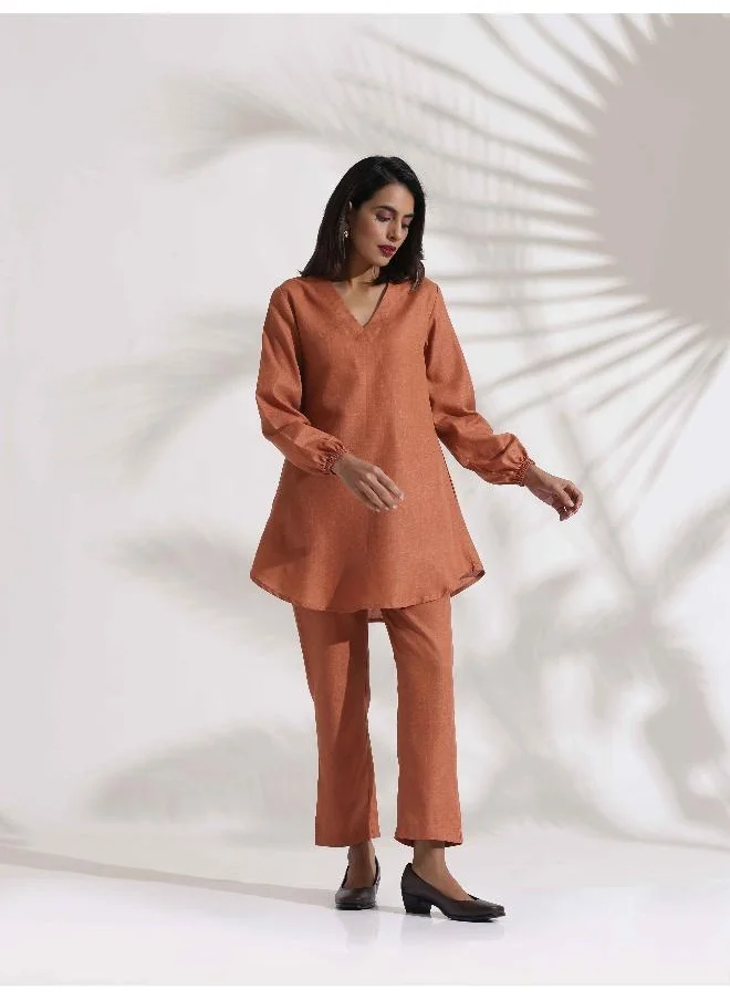 trueBrowns Rust Slub Co-ord Set