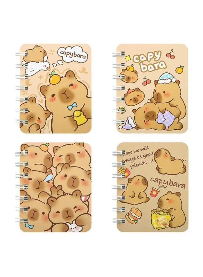 4 Packs Capybara Mini Spiral Notebooks, A7 Waterproof Pocket Notepads, Cute Journals for Kids, Birthday Party Favors, Gifts and School Rewards - Image 1