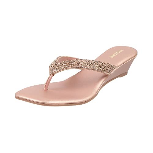 Mochi Women Rose Gold Flat Ethnicwear Sandal UK/4 EU/37 (35-4993) - Image 1