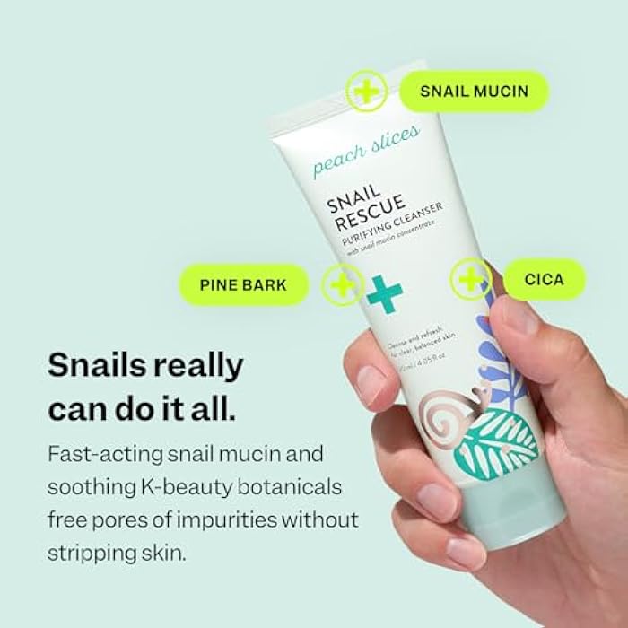 Peach Slices - Snail Rescue Purifying Cleanser (4.05 oz) - Snail Mucin Concentrate - Cleanse & Refresh Skin - Pine Bark, Hyaluronic Acid & Cica - Vegan & Cruelty Free - Korean Skin Care & Beauty - Image 3