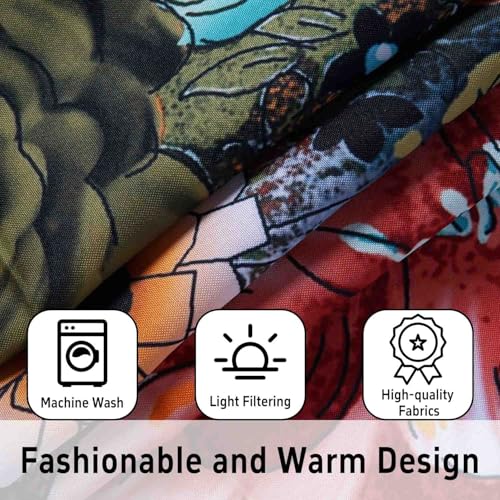 sdhinlwo Boho Kitchen Curtains Sets for Windows Bohemian Flower Curtain Sink Window Valance 3 Piece Set Floral Kitchen Decor Tier Curtains 3 Panels for Living Room Bedroom - Image 4