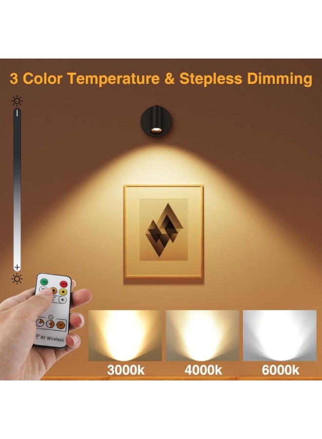 Wireless LED wall-mounted spotlight, battery operated, black magnetic wall lamp for bedside and bedroom, spotlight for artwork and living room, 350° rotation - Image 4