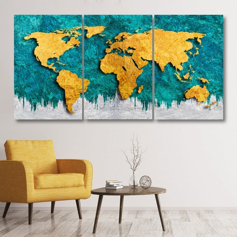 Marktna Three luxurious modern-designed canvas prints with a hollow frame, measuring (150×70), three pieces - Image 1