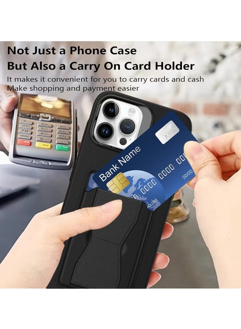 MIGOFAST Leather Card Holder Case Compatible with iPhone 16 Plus 6.7 inch Shockproof Leather Back Card Storage Plus Phone Stand - Image 5