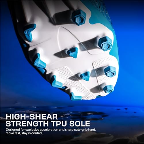 Nivia Nitro Football Stud for Men, TPU 3D Embossing Upper, High-Shear Strength TPU Sole, Ideal for Hard & Grassy Surfaces - Metallic Blue (UK06) - Image 4